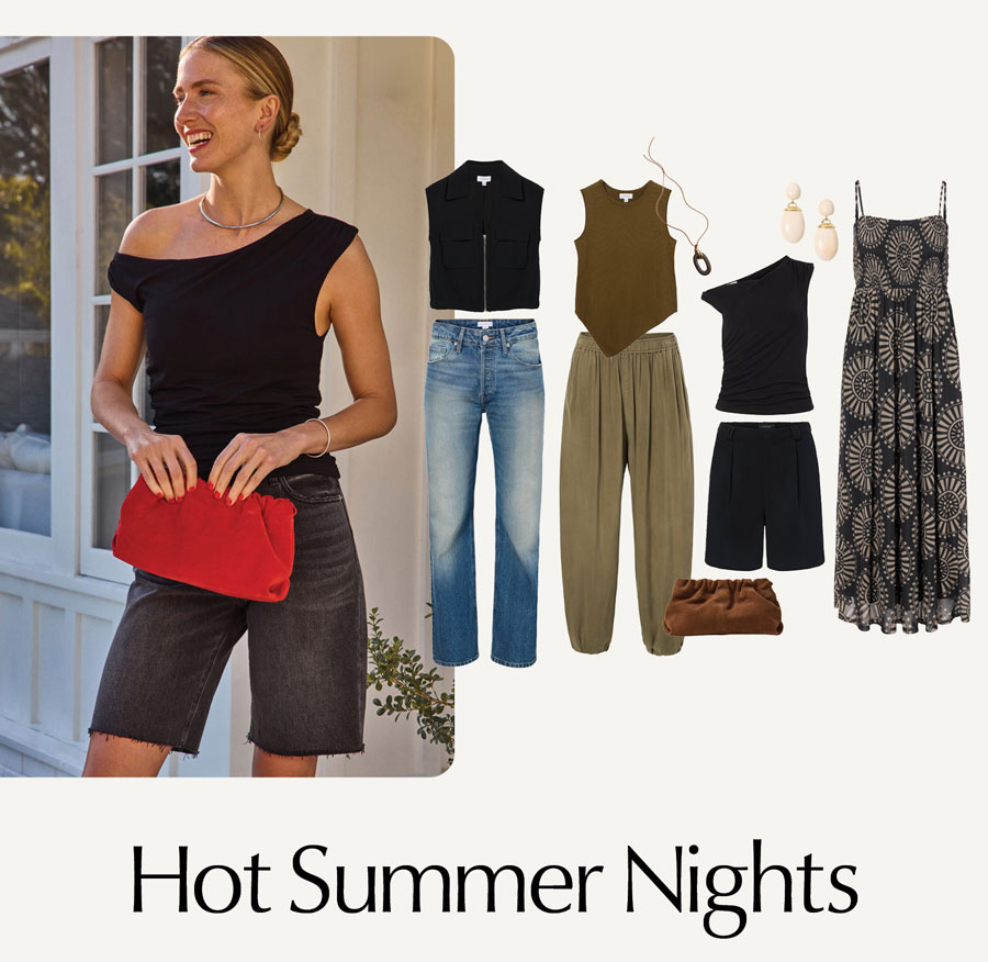 Hot Summer Nights. Image of cutouts of themebox looks.