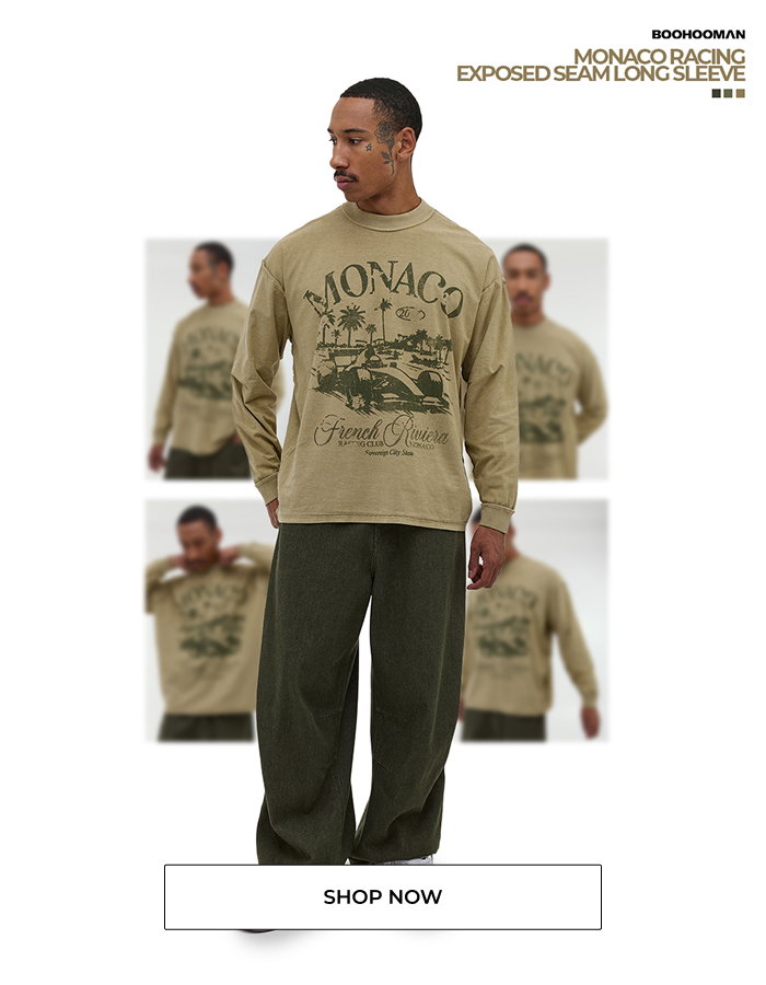 Oversized Monaco Racing Wash Exposed Seam Long Sleeve T-Shirt