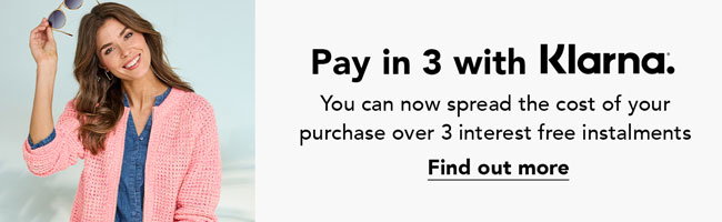 Pay in three with Klarna.
