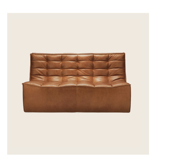 Ethnicraft N701 Tufted Armless Sofa - Old Saddle Leather