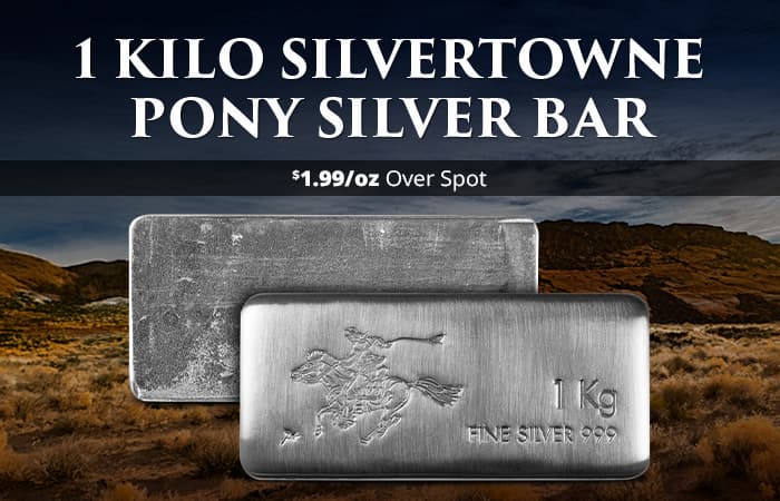 FLASH SALE: 1 Kilo SilverTowne Pony Silver Bar (New)