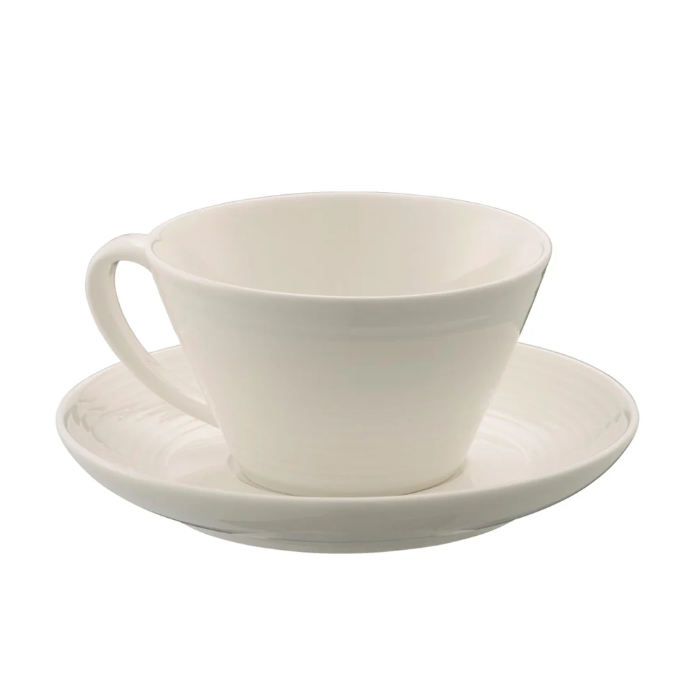 Image of Belleek Living Ripple Tea Cup and Saucer Set of 4