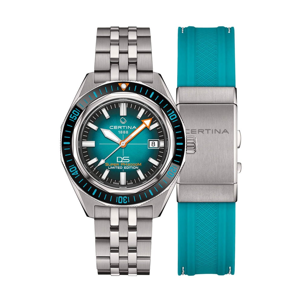 Certina DS Super PH2000M STC 43mm Blue Dial Titanium Bracelet Watch 