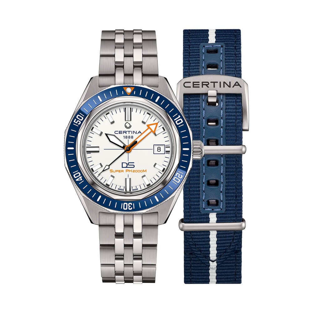 Certina DS Super PH2000M STC 43mm White Dial Titanium Bracelet Watch 