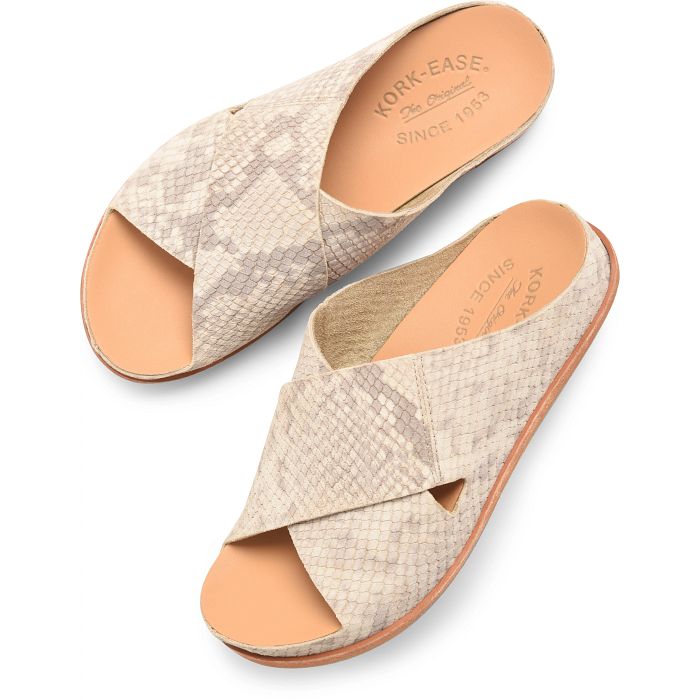 Tutsi Cross-Band in beige snake print.