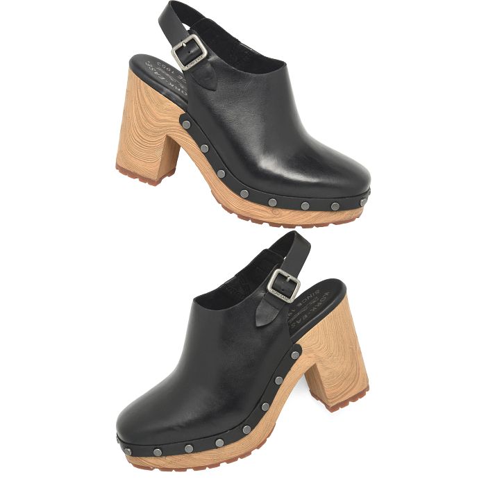 Sienna heeled slingback clog in black.