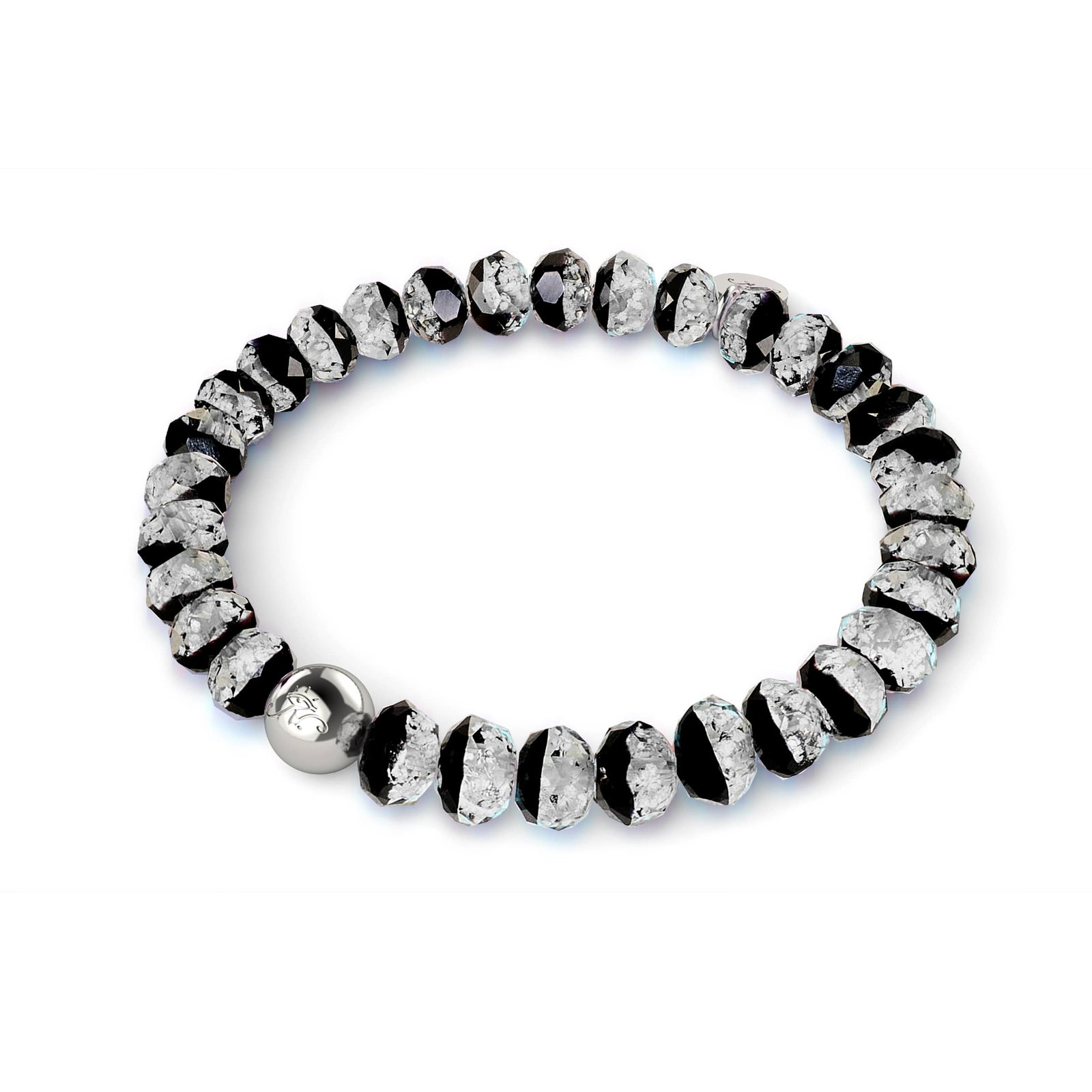 Image of NOGU Midnight Aurora | Firefly Glass Diamonds Snow Globe Bracelet in Black White Silver