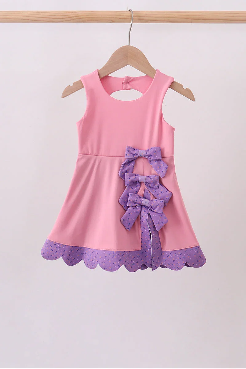 Image of Pink scalloped bow active dress