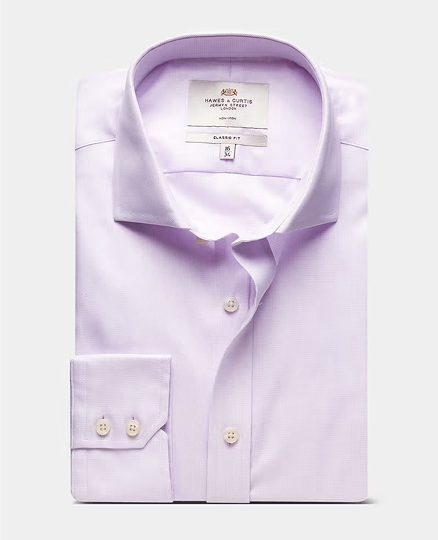 Classic Fit Lilac & White Textured Weave Non-Iron Shirt