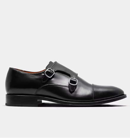 Black Double Monk Strap Shoe