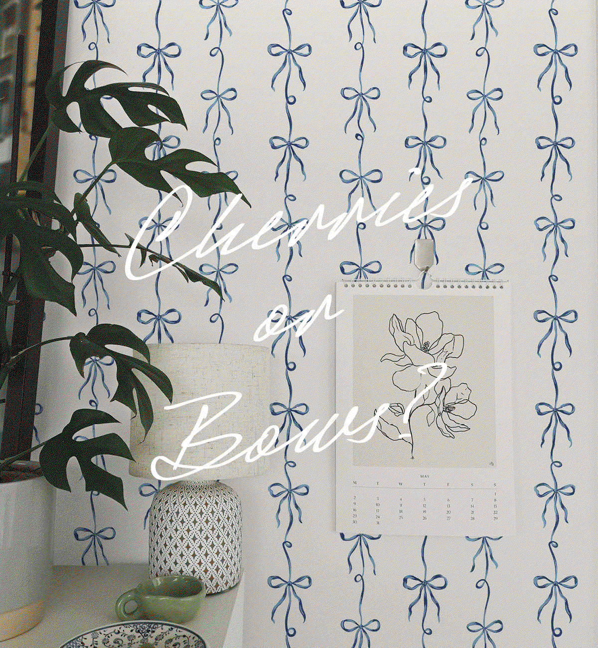 Gif image alternating between Tempaper's Cherry Bomb and Sweet Bow Ties wallpapers.  Text overlay "Cherries or Bows?"