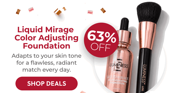 LIQUID MIRAGE COLOR ADJUSTING FOUNDATION: Color-adjusting coverage with SPF primer that keeps up from the first burger to the last firework.