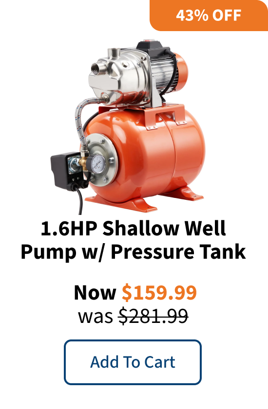 1.6HP Shallow Well Pump w/ Pressure Tank