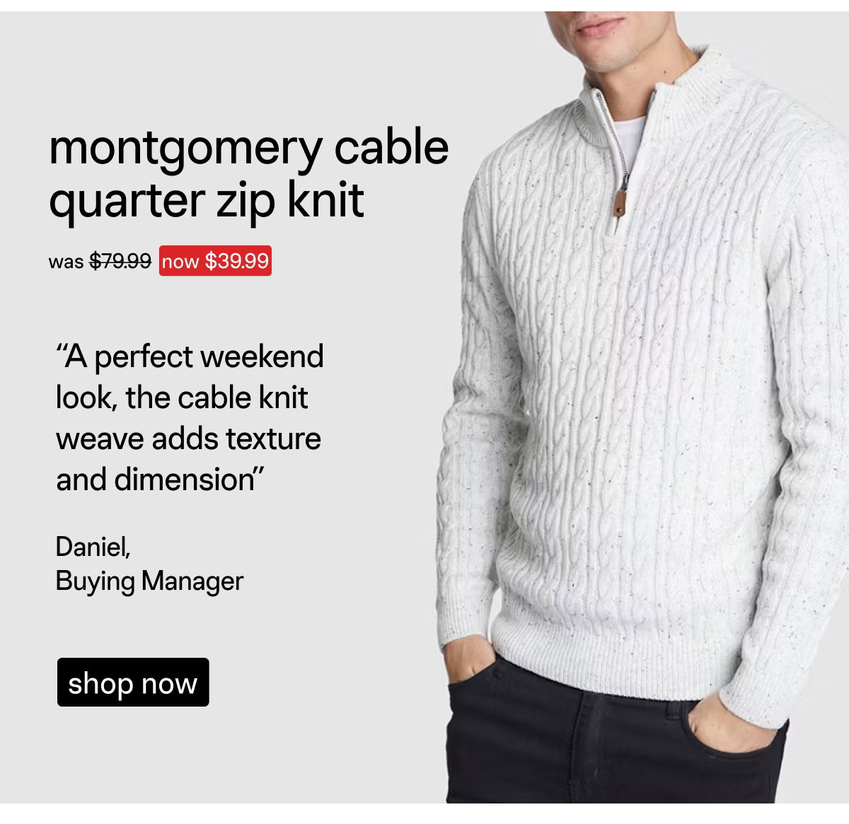 Oatmeal Montgomery Cable Quarter Zip Knit