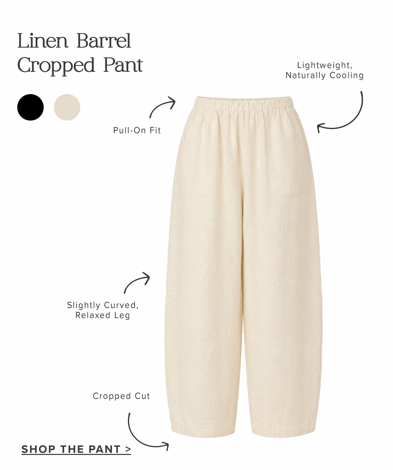 Linen Barrel Cropped Pant