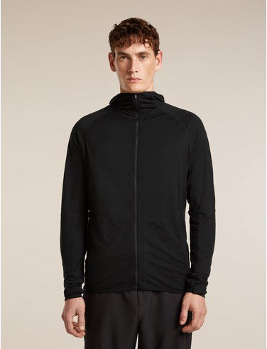 Men's 150 MerinoFine™ Ace Long Sleeve Zip Hoodie UPF - Black / M