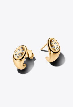 Organically Shaped Stone-Set Stud Earrings