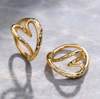 Organically Shaped Stone-Set Heart Ring 