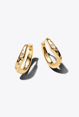 Organically Shaped Stone-Set Stud Earrings