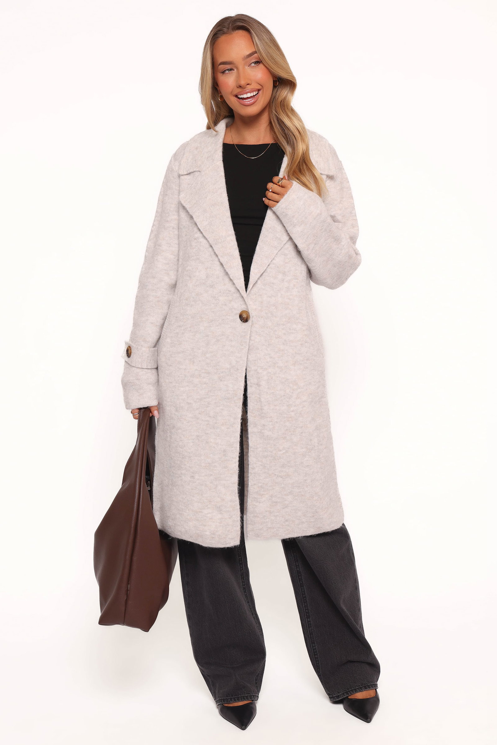 Image of Zina Button Front Coatigan - Grey