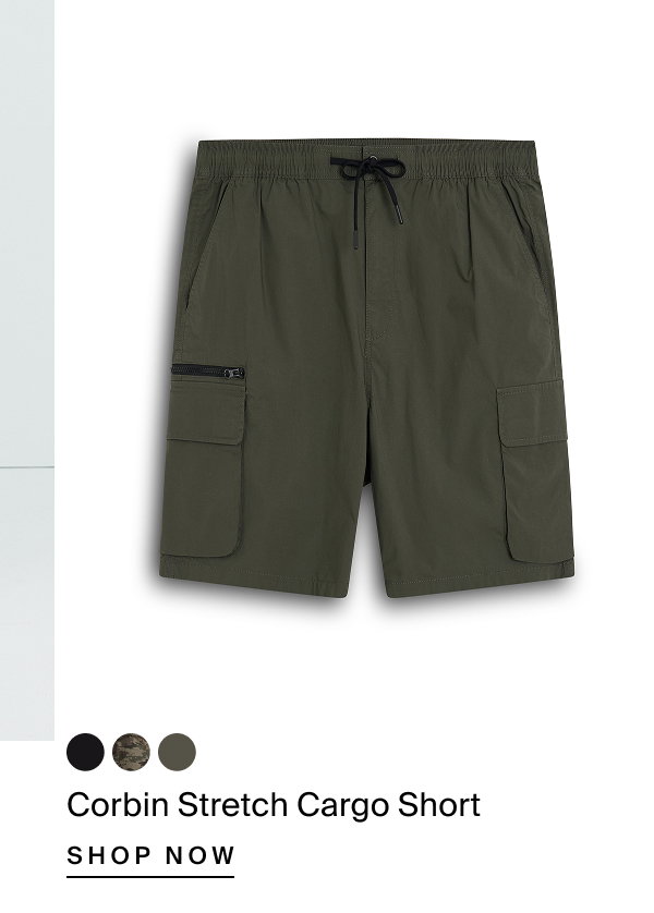 Khaki Corbin Stretch Cargo Short