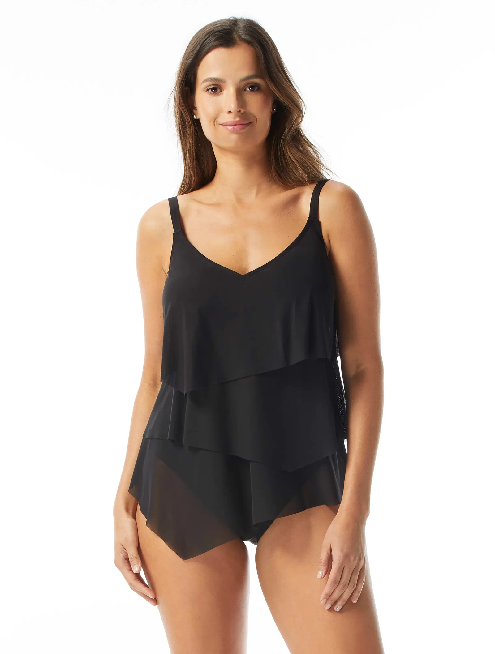 Image of Coco Reef Flourish Bra Sized Tier Mesh Underwire Tankini Top - Classic Solids