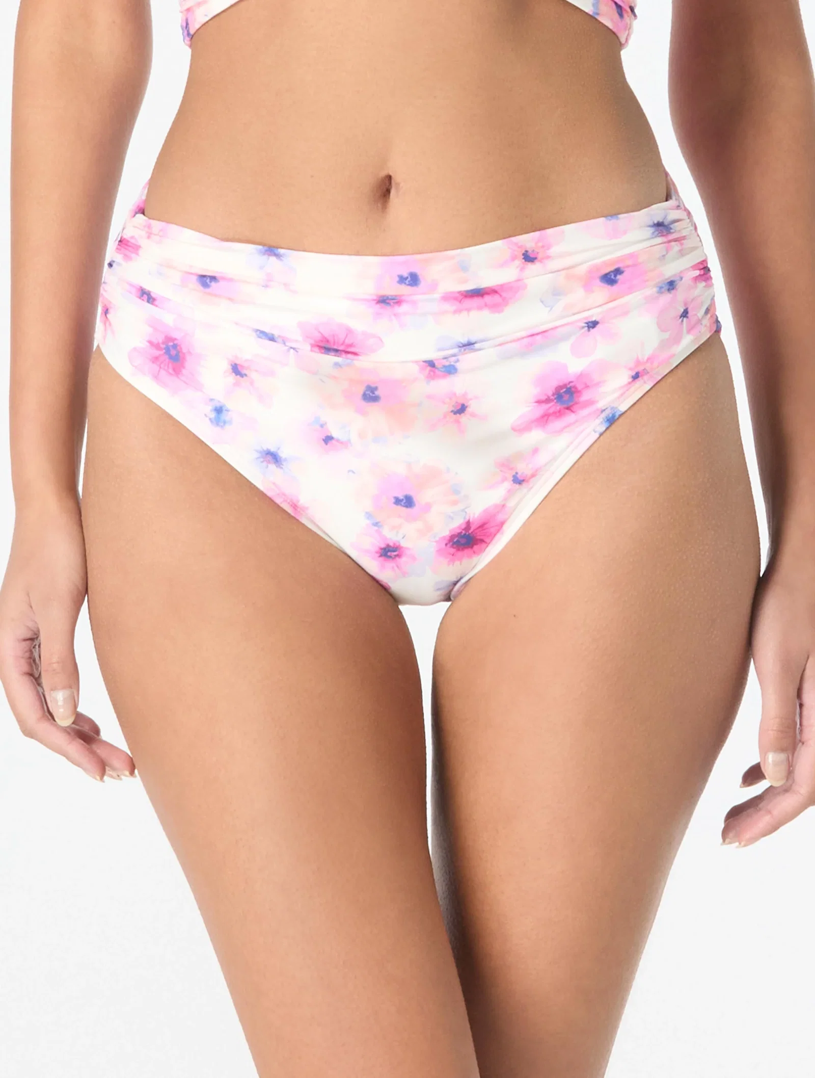 Image of Carmen Marc Valvo Shirred Bikini Bottom - Floral Escape
