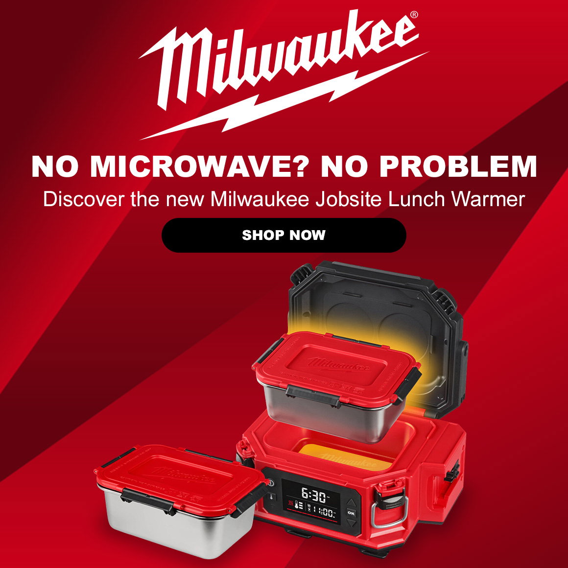 Milwaukee | NO MICROWAVE? NO PROBLEM | Discover the new Milwaukee Jobsite Lunch Warmer | Shop Now