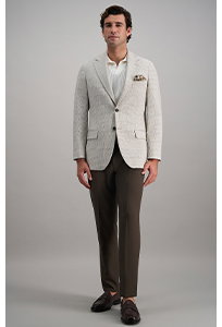 Man poses in a Haggar outfit
