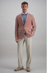 Man poses in a Haggar outfit