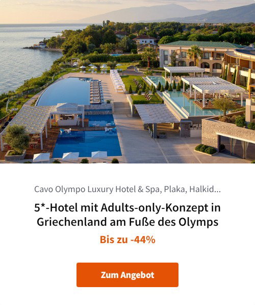 5*-Hotel mit Adults-only-Konzept in Griechenland am Fuße des Olymps