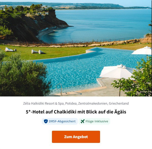 5*-Hotel auf Chalkidiki mit Blick auf die Ägäis