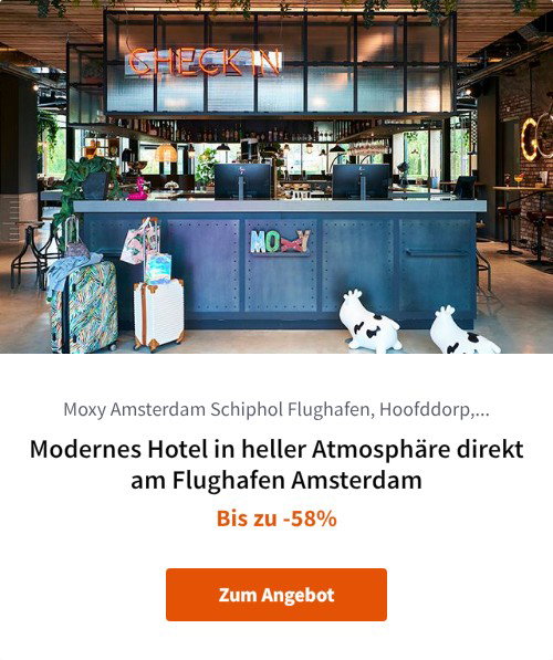 Modernes Hotel in heller Atmosphäre direkt am Flughafen Amsterdam