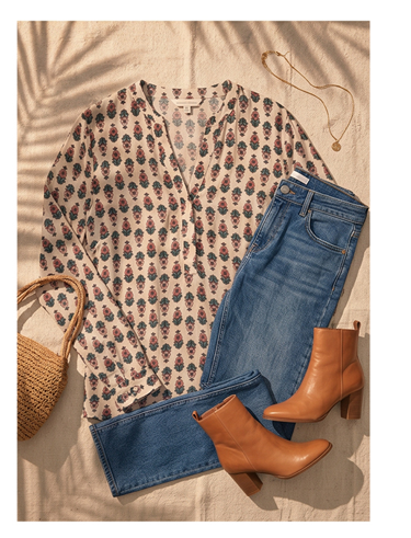 Blouse Lola Offwhite Flint print