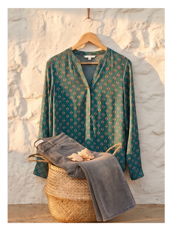 Blouse Lola Green Ashen print