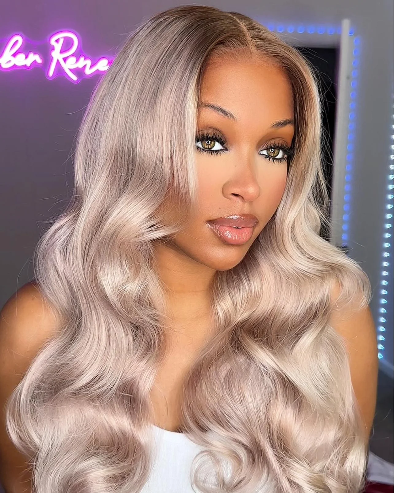 Arabella 13x6 Three-Go™ Ash Blonde Ombre Glueless Wig Loose Body Wave With Drawstring 100% Human Hair Wig