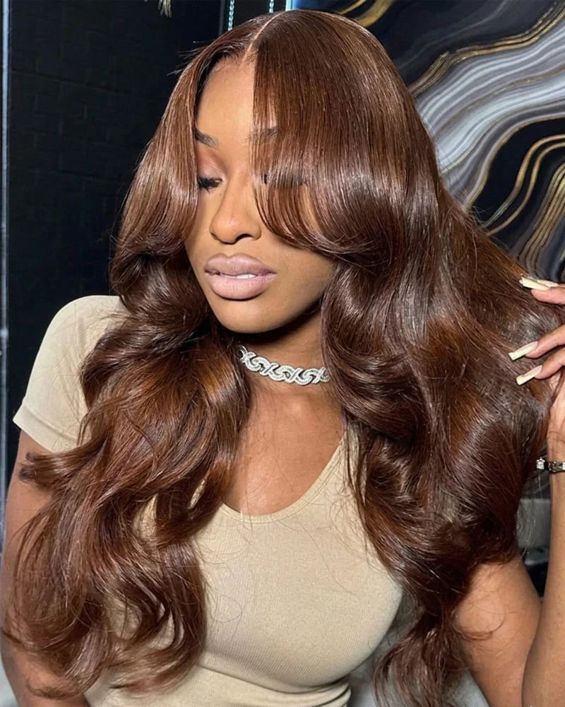 Arabella 13x6 Three-Go™ Chocolate Brown Glueless Wig Body Wave With Drawstring 100% Human Hair Wig