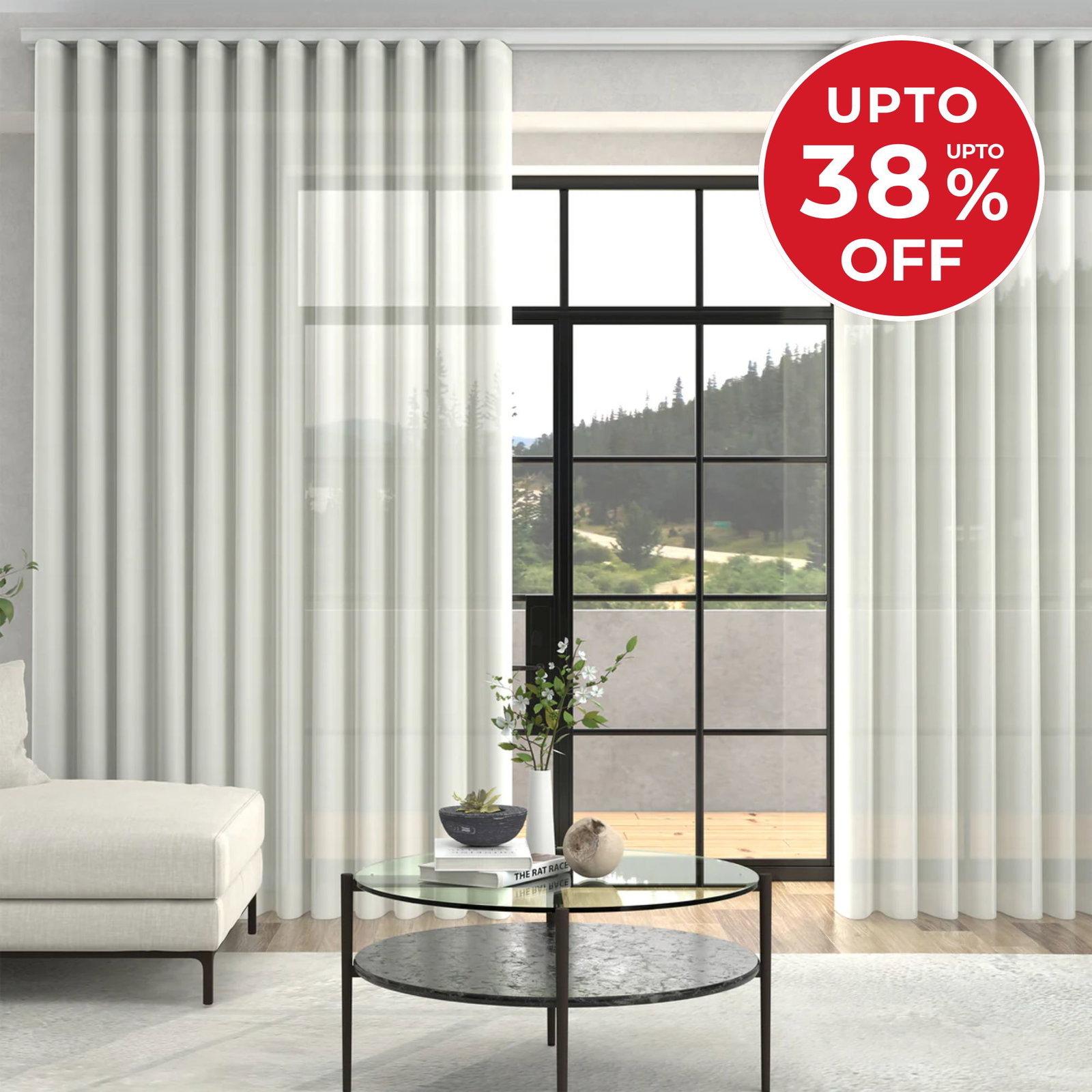 Giselle Voile Wave Curtain + FREE Track
