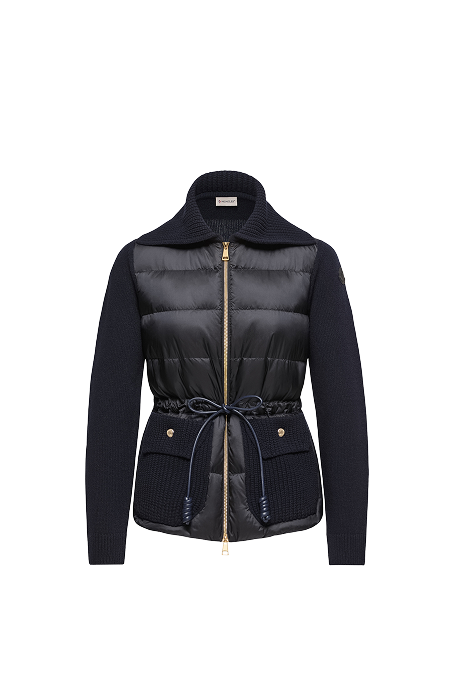 Wool & Cashmere Blend Padded Zip-Up Cardigan
