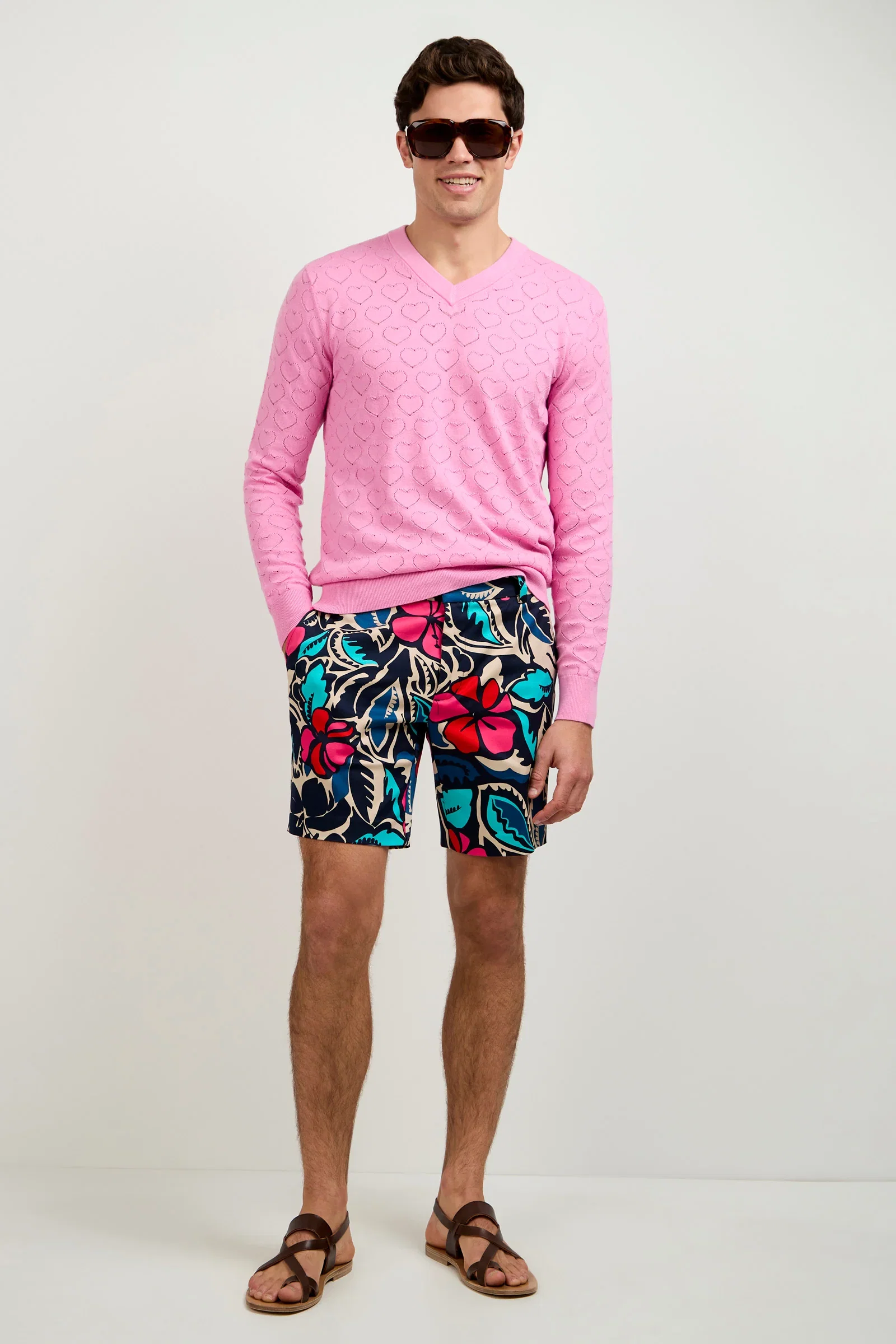 Image of Eros Heart Pointelle V-Neck Sweater