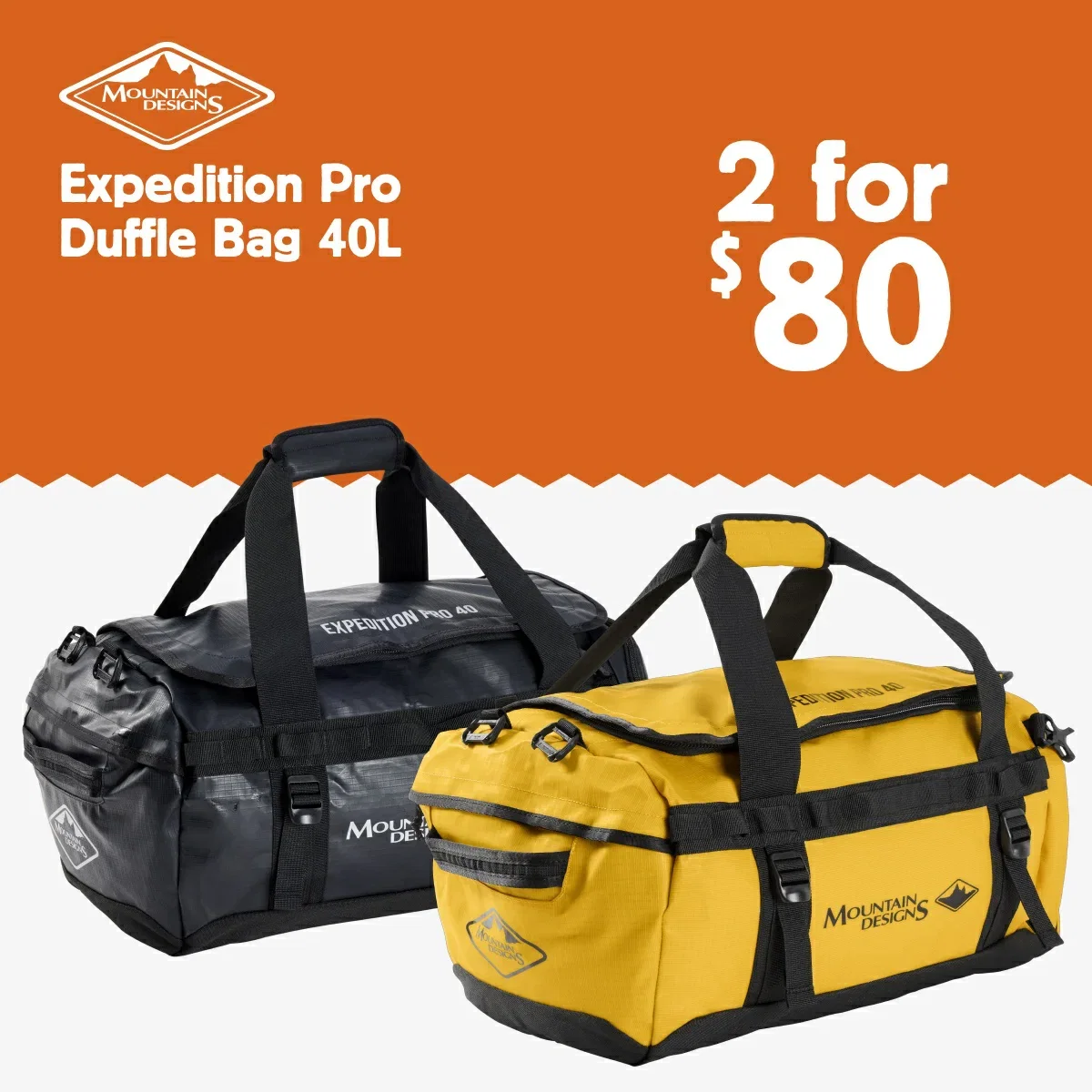 2 for $80 Expedition Pro Duffle Bag 40L