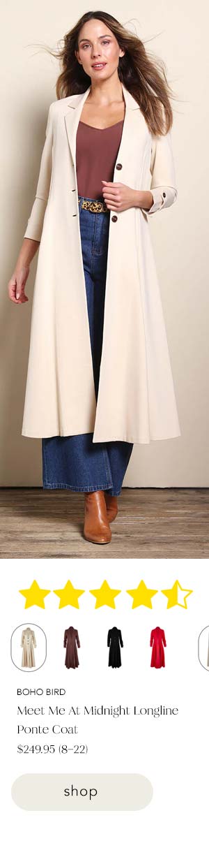 meet me at midnight longline ponte coat sand