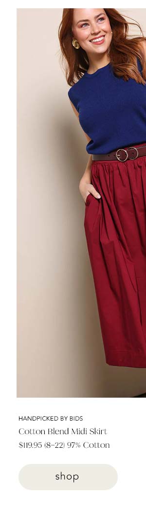 cotton blend midi skirt burgundy