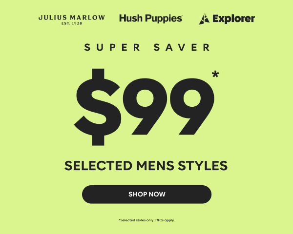 super saver $99 selected mens styles shop now