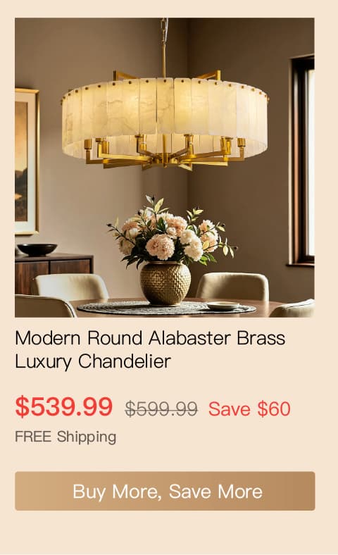 Modern Round Alabaster Brass Luxury Chandelier