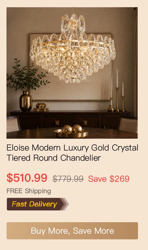 Eloise Modern Luxury Gold Crystal Tiered Round Chandelier