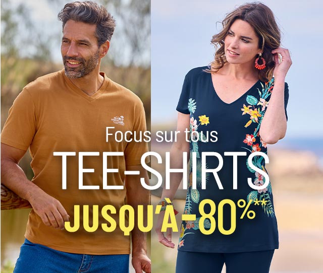 Focus sur tous tee-shirts jusqu'à moins 80 pour cent**