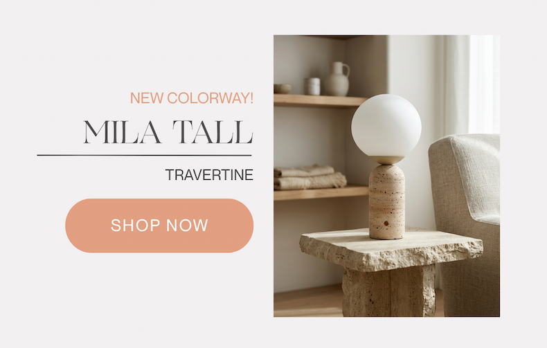 Mila Tall Travertine Lamp