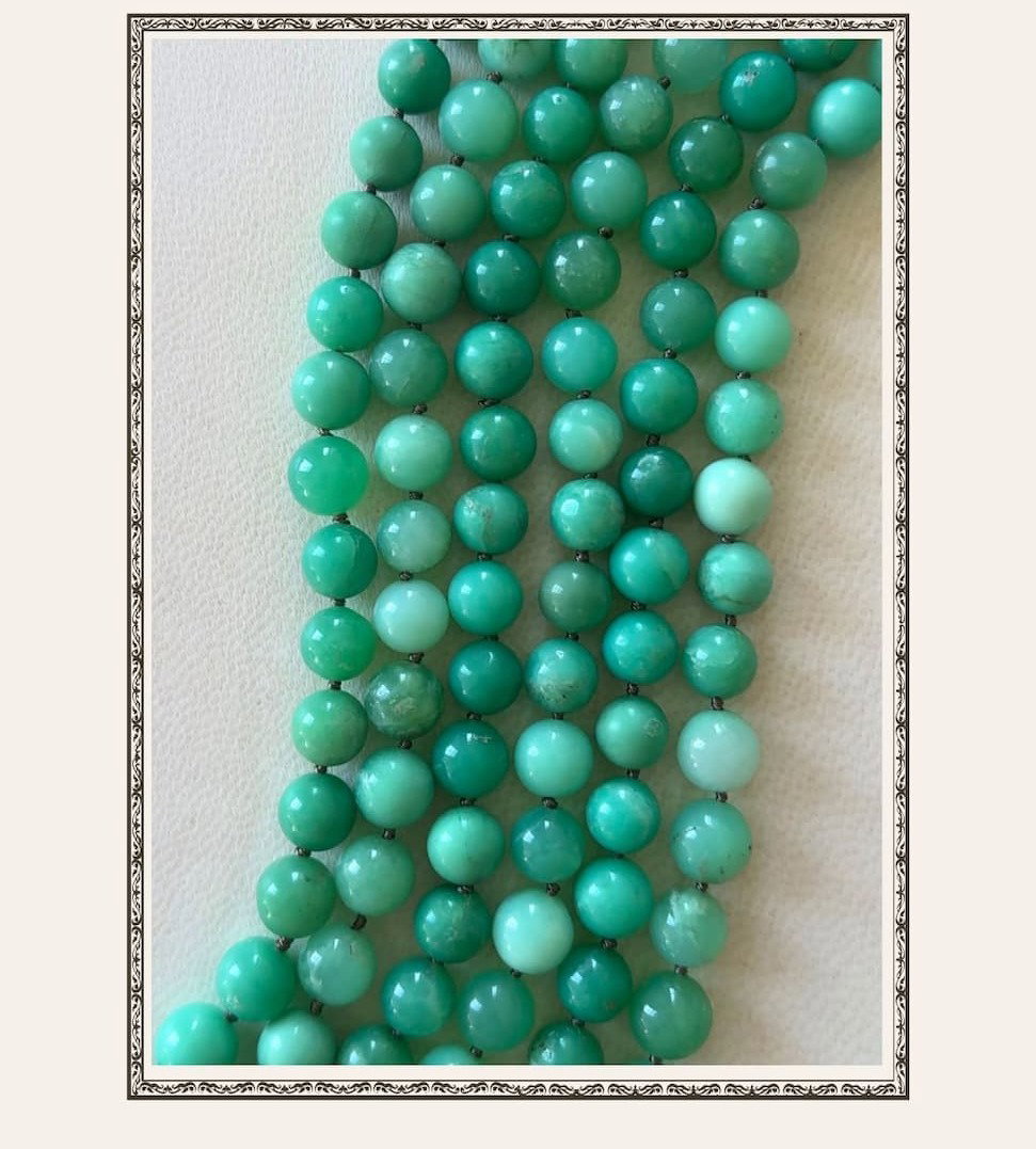 Strands of the new Chrysoprase Knotted Gemstone Strand 
