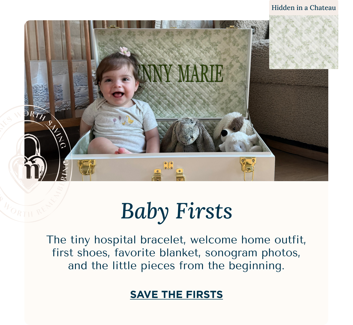 Baby Firsts | The tiny hospital bracelet, welcome home outfit, first shoes, favorite blanket, sonogram photos, and the little pieces from the beginning. | SAVE THE FIRSTS